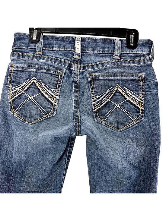 Ariat Denim - Ariat Womens Mid Rise Bootcut Jeans 27R Denim Stitch Embroidered Pocket Cowgirl